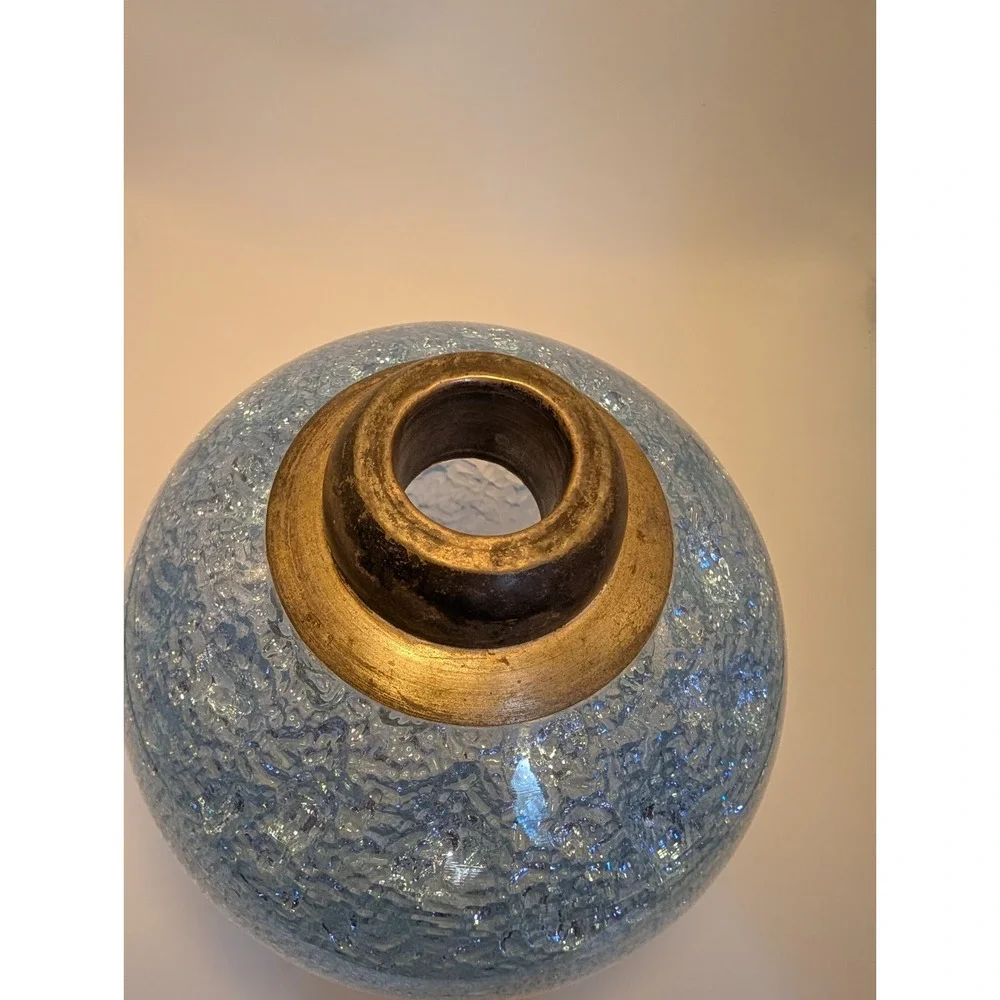 Textured Glass Orb Jar Periwinkle Lavender Neoteric‎ Spherical Decorative Vessel